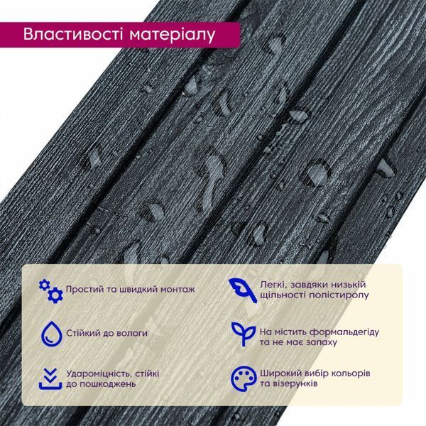 Рейка декоративна PS 2900х115х12мм Темний графіт SW-00002128 SW-00002128 фото