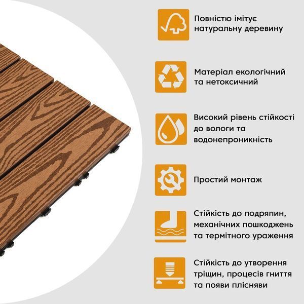 Композитна плитка WPC 30х30х2см Золотий дуб (D) SW-00001706 SW-00001706 фото