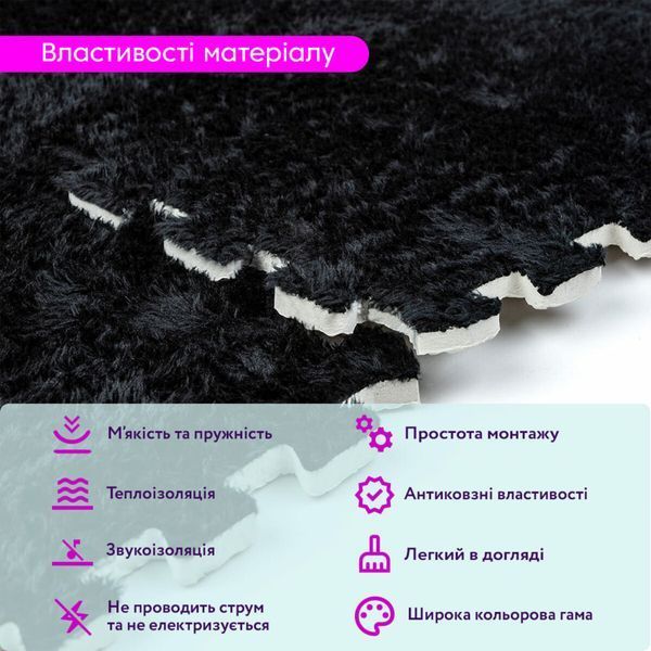 Підлога-пазл плюшевий 30х30х1см Чорний (D) SW-00002078 SW-00002078 фото