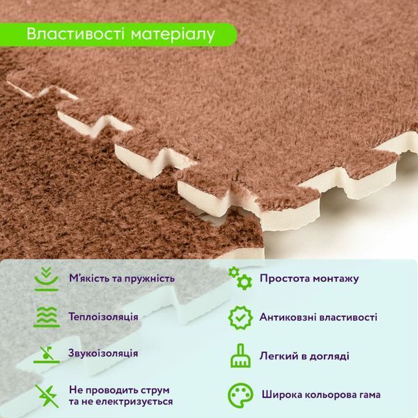 Підлога-пазл плюшевий 30х30х1см Коричневий (D) SW-00002082 SW-00002082 фото