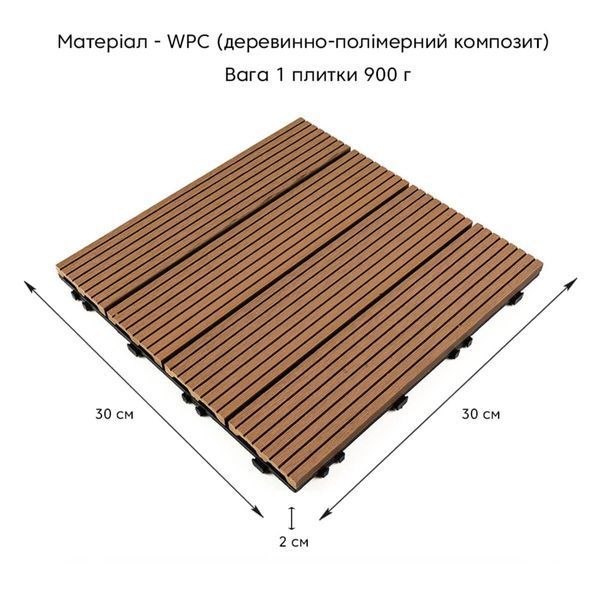 Композитна плитка WPC 30х30х2см Натуральне дерево (D) SW-00001711 SW-00001711 фото