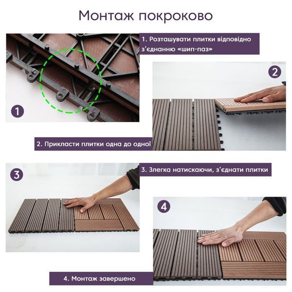 Композитна плитка WPC 30х30х2см Вугілля (D) SW-00001713 SW-00001713 фото