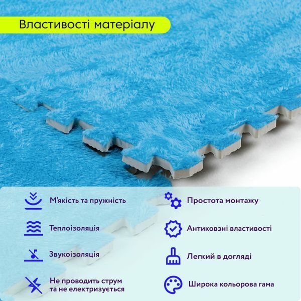Підлога-пазл плюшевий 60х60х1см Блакитний (D) SW-00002091 SW-00002091 фото