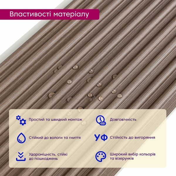 Рейка декоративна WPC стінова 110х10х2900мм SW-00003024 SW-00003024 фото